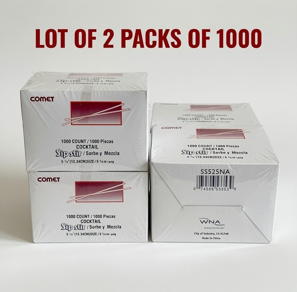 Comet Sip Stir Cocktail Straws 5.25in Lot of 2 Boxes 2000ct New